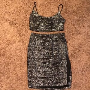 Shimmery two piece skirt set